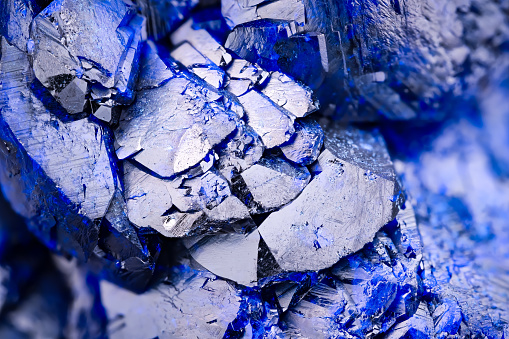 azurite crystal macro photography. From Milpillas Mine, Municipio de Cananea, Sonora, Mexico.