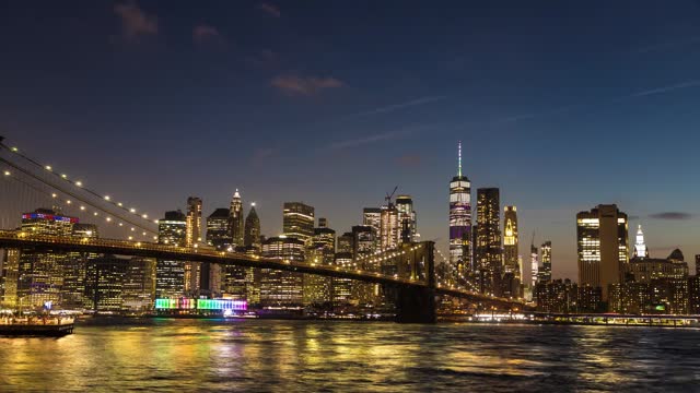 4k Timelapse of Downtown Manhattan at sunset in New York, USA