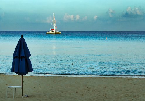 Empty Caribbean beach in early morning