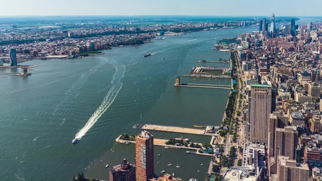 Uhd 4k Timelapse of  Panoramic aerial view of Manhattan in New York, USA