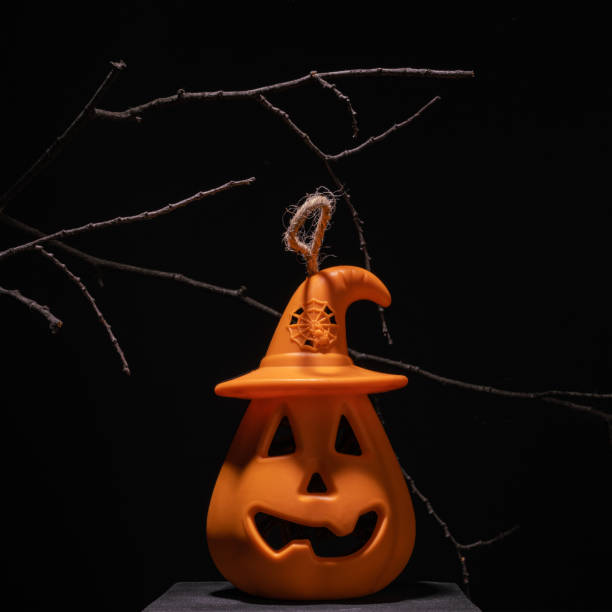 istock halloween jack o lantern pumpkin, halloween decoration with brunches 2003425748