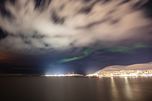 Aurora borealis - Northern lights from Northern Norway.\nHammerfast - Norway.