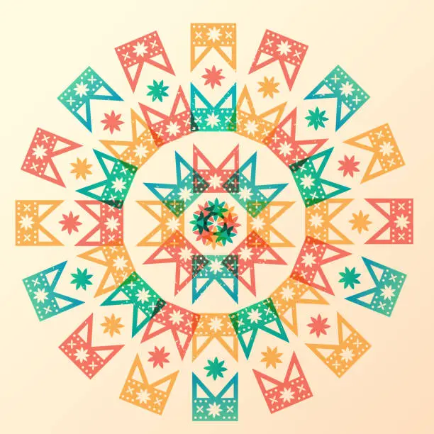 Vector illustration of festa junina mosaic in risograph style