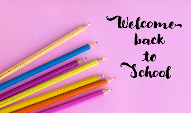istock Welcome back to school text with colorful pencils 2003502081