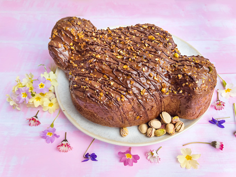 Italian Easter Dove Bread Colomba with Chocolate and  Pistachio