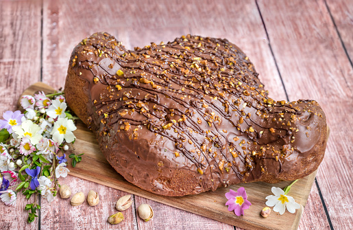 Italian Easter Dove Bread Colomba with Chocolate and  Pistachio