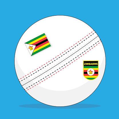 Cricket ball representing Zimbabwe team with shadows.