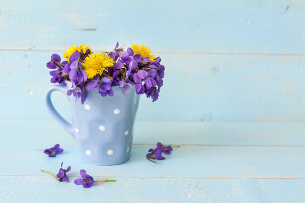 istock Bouquet of violets in small vase 2003550593