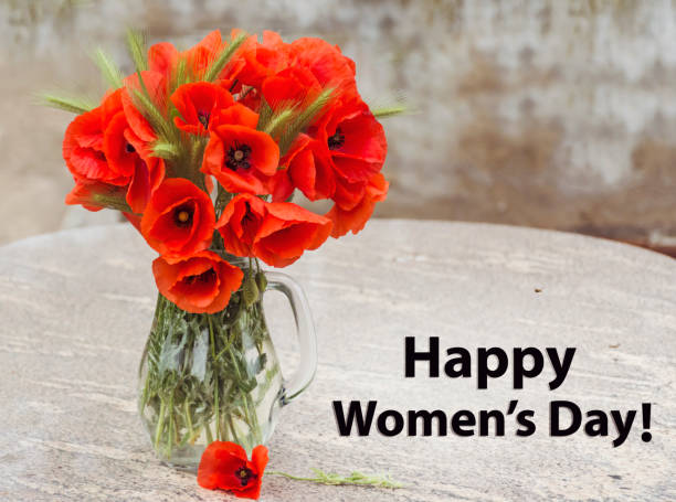 istock Happy Women's Day Card with Red Poppies 2003567569