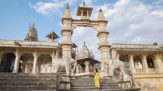 A low angle viewof Ranakpur Jain Temple, Sadri, India