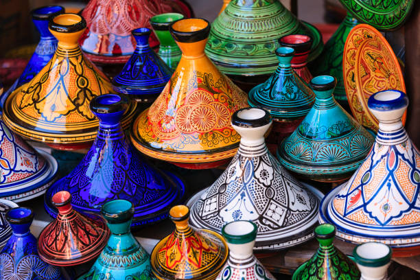 istock Colorful Maroccan tajine pots at a souk in Marrakech 2003585910