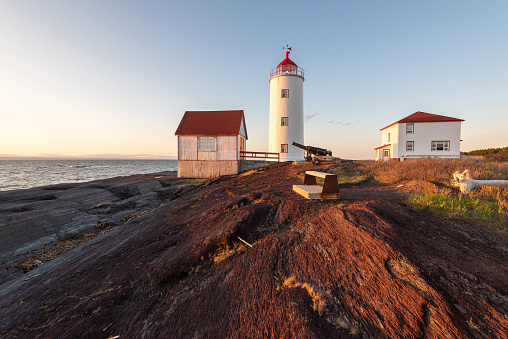 At the sunset the Lighthouse of L’Isle-Verte (Notre-Dame-des-Sept-Douleurs, L’Isle-Verte, Quebec, Canada)