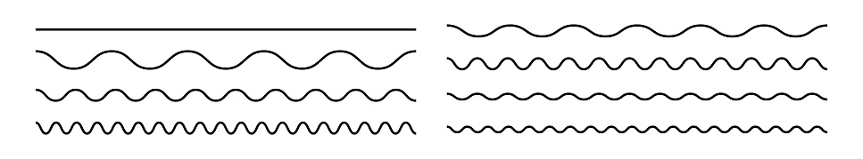 Wavy lines. Set of wavy horizontal lines. Wavy zigzag lines. Zig-zag vector elements