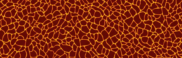 Vector illustration of Magma or volcanic lava texture background, horizontal banner. Flat vector illustration