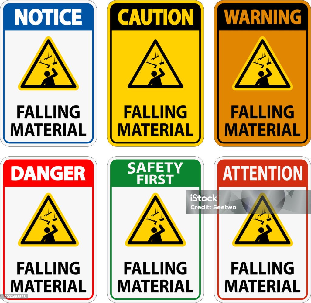 Api Daner Sign Danger Sign Falling Material Stock Illustration - Download Image Now ...
