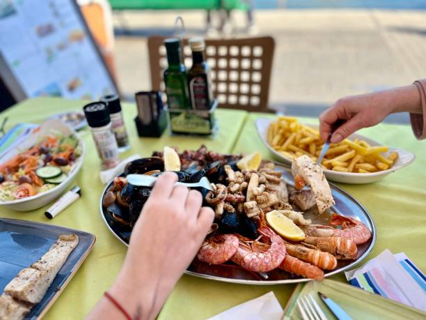 istock Seafood platter on the table in a restaurant terrace 2003687689