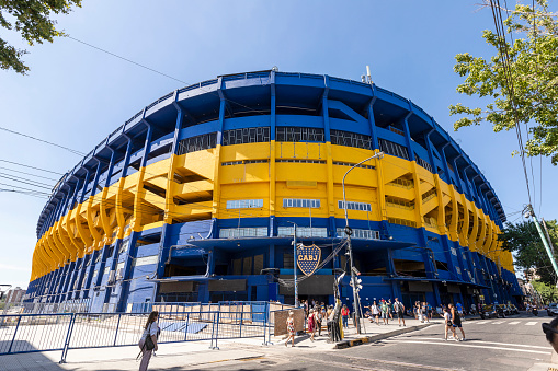Buenos Aires, Argentina - Jan29, 2024 - The Bombonera in La Boca neighborhood, home stadium of Boca Juniors football club
