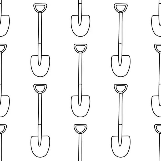 Vector illustration of garden tool set care line pattern textile