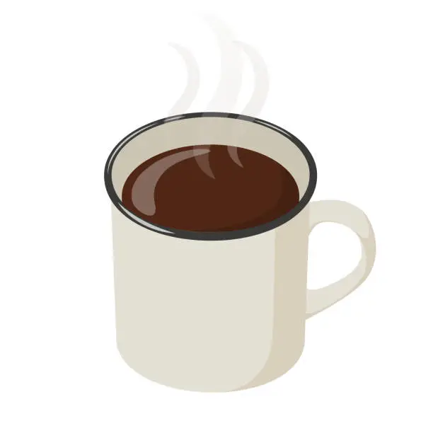 Vector illustration of Illustration of hot coffee in a cup
