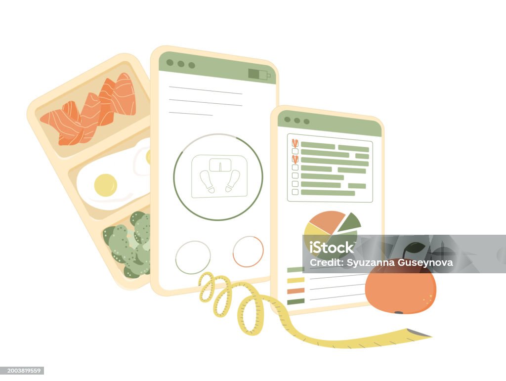 Diet Plan Program Concept Calories Counting And Ratio Of Protein ...