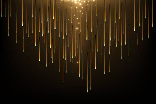 istock Golden abstract light rain. Falling glow glitter lights. Modern futuristic luxury night background with comets and meteors. Shiny sparkling vector illustration. Decoration for holiday, ceremony, party 2003826878
