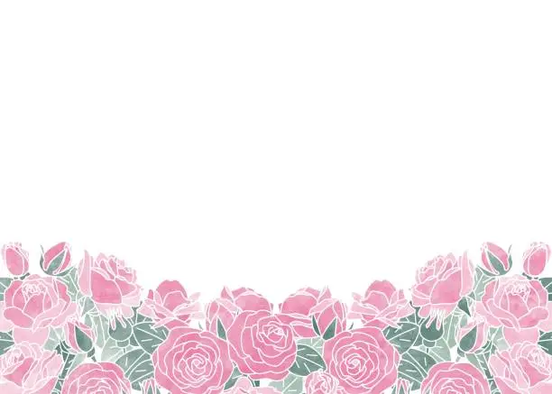 Vector illustration of Watercolor rose clip art background, wallpaper, frames