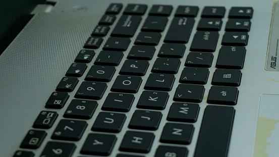 Laptop or notebook keyboard with black keys