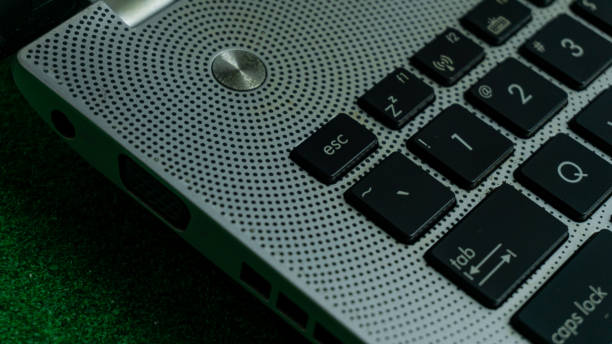 istock Laptop or notebook keyboard with black keys 2003892764