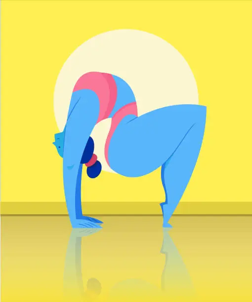 Vector illustration of woman practicing yoga - flat character - vector illustration – linear illustration