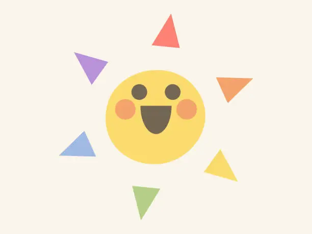 Vector illustration of Cute sun with rainbow flag colors