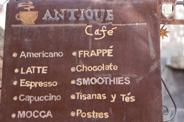 Xochimilco, Oaxaca, Mexico: An outdoor menu at a cafe in Xochimilco, a neighborhood near downtown Oaxaca known for its crafts, cafes and murals.