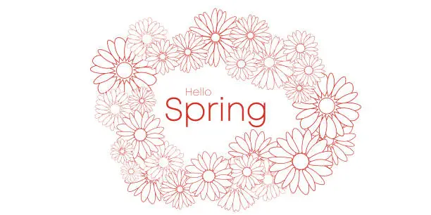 Vector illustration of Vector background with floral line art design with a spring theme,greeting card.