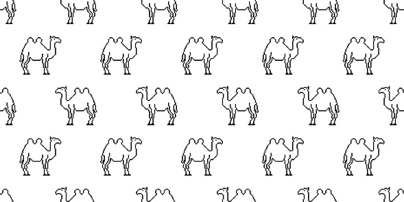 outline camel pixel art seamless pattern