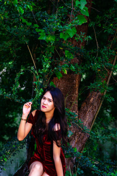tall girl in red