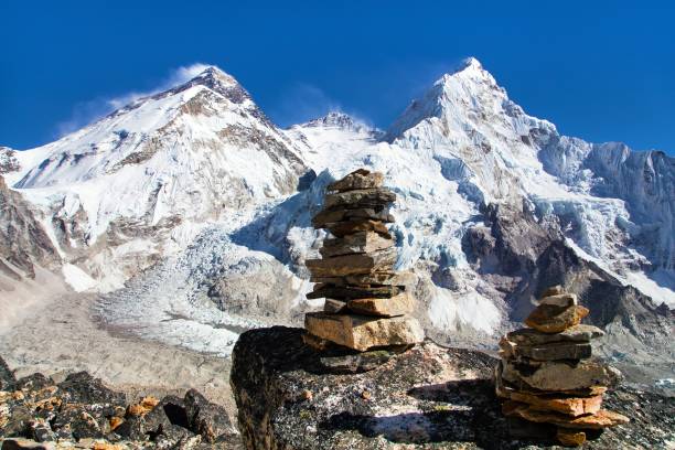 istock Mount Everest, Lhotse and Nuptse with stone pyramids 2003992853