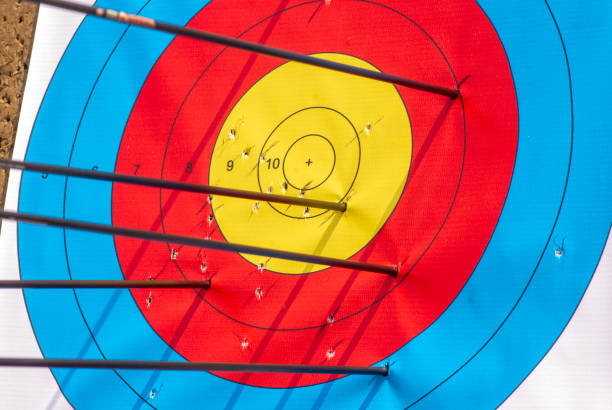 istock Many arrows hitting the archery target, bulls eye 2004052648