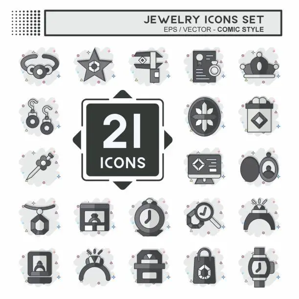 Vector illustration of Icon Set Jewelry. related to Wedding symbol. comic style. simple design editable. simple illustration