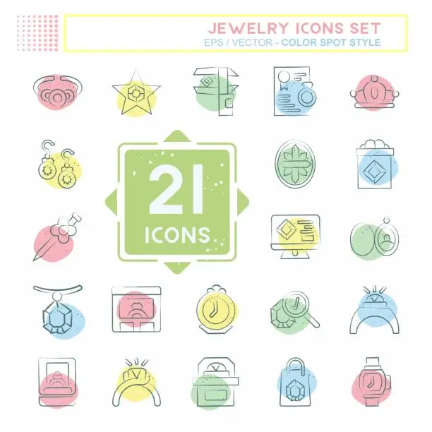 Vector illustration of Icon Set Jewelry. related to Wedding symbol. Color Spot Style. simple design editable. simple illustration