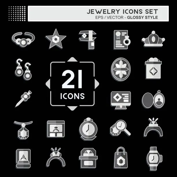 Vector illustration of Icon Set Jewelry. related to Wedding symbol. glossy style. simple design editable. simple illustration