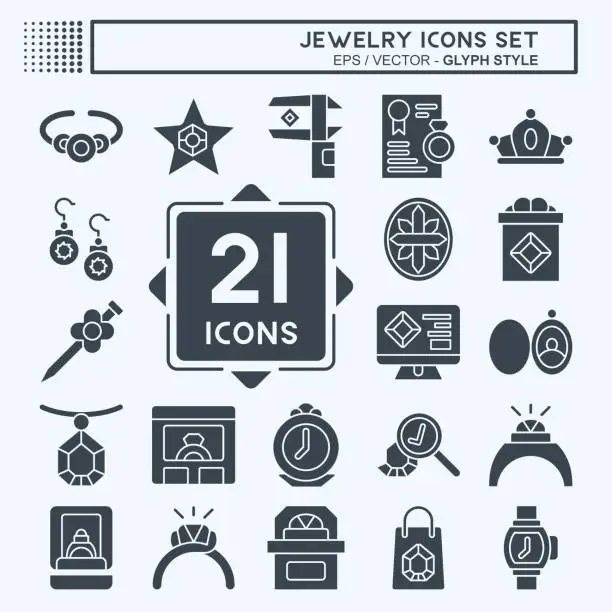 Vector illustration of Icon Set Jewelry. related to Wedding symbol. glyph style. simple design editable. simple illustration