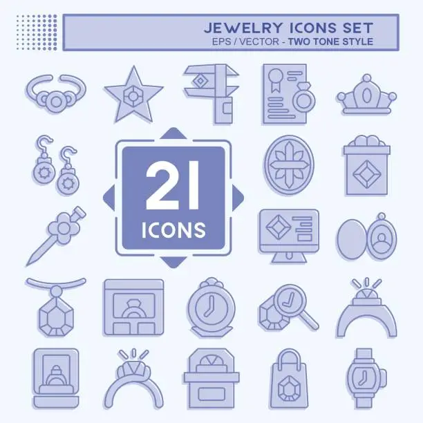 Vector illustration of Icon Set Jewelry. related to Wedding symbol. two tone style. simple design editable. simple illustration