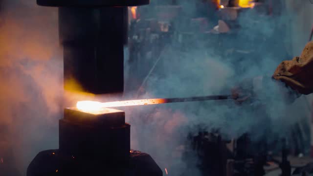 Metal Forging Using Pneumatic Hammer stock video stock video