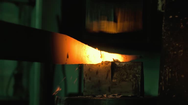 Metal Forging Using Pneumatic Hammer stock video stock video