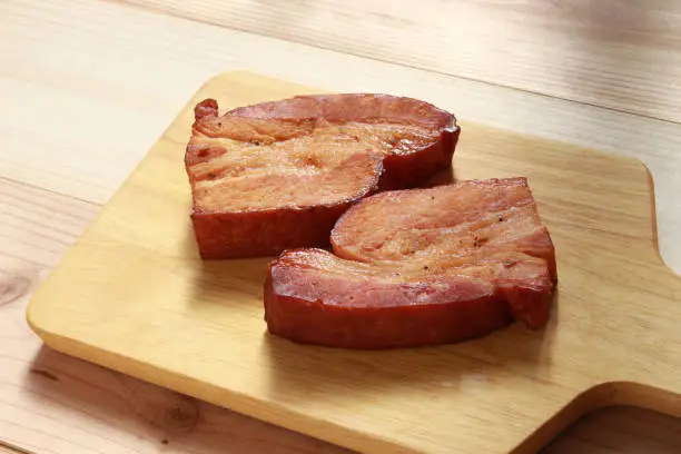 smoked bacon on the cutting board