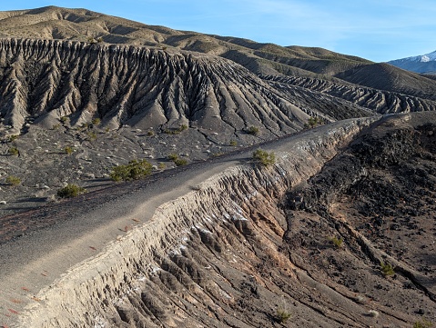 Volcanic landscape from the rim of Little Ube Crater in Death Valley National Park, California