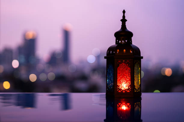 istock Lantern with dusk sky and city bokeh light background 2004197527
