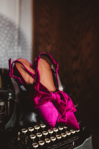 Fashion shoes with pink velvet bows