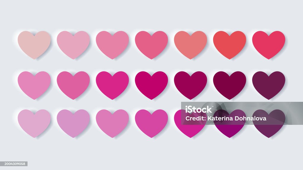 Pink Colorful Hearts Catalog Colours Palette With Colour Colored Heart