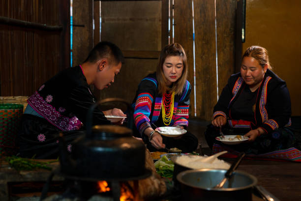 istock Asian hill tribes family having dinner together. 2004315802