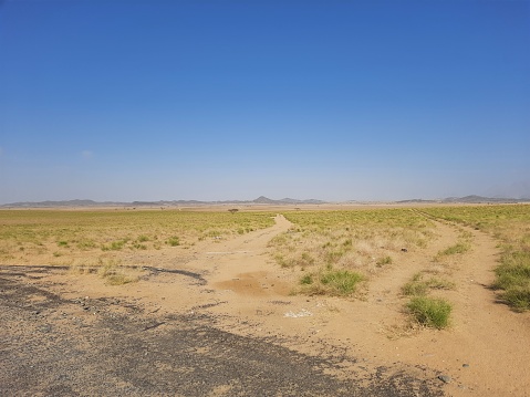 car road in a quiet mountainous desert area